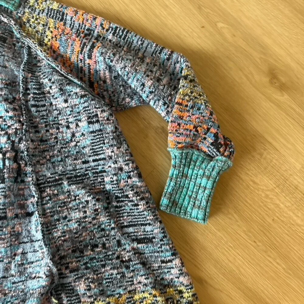 Free People Small Seasons of Sun Tunic Sweater Multi-Color Bohemian Collar Ombre